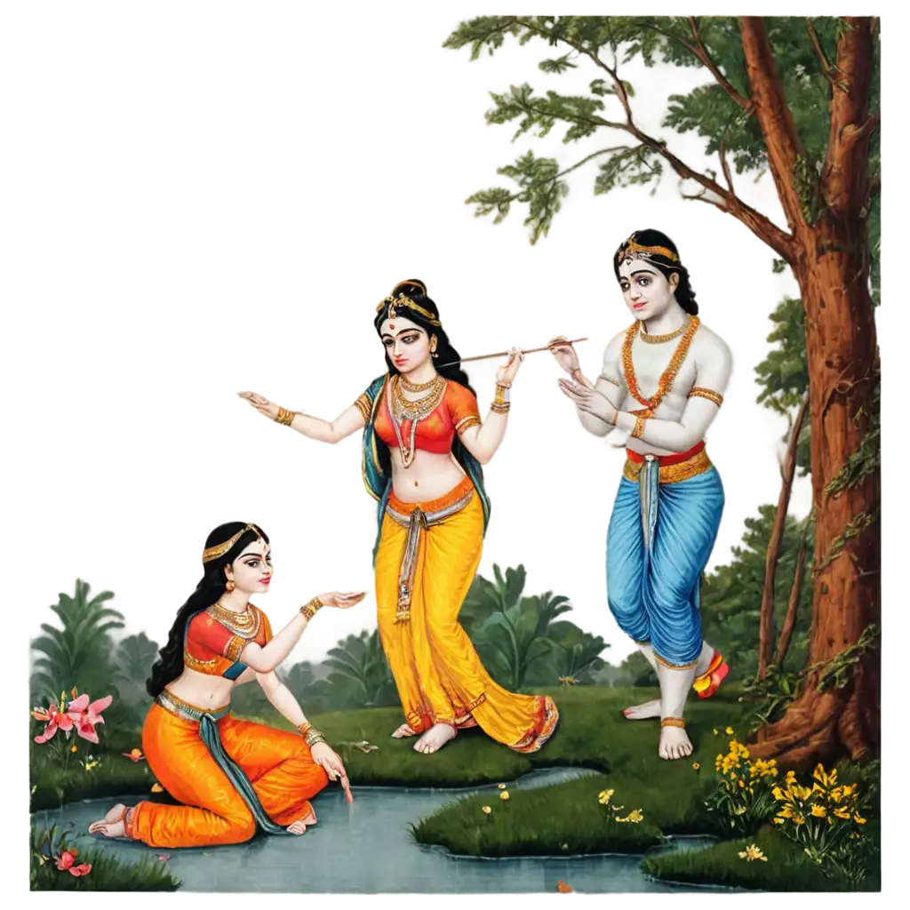 Radha-and-Krishna-in-a-Forest-Waterfall-PNG-Image-Love-and-Nature-in-Perfect-Harmony