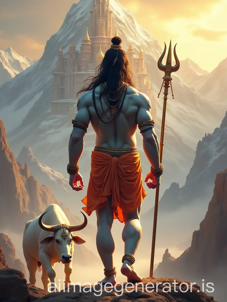 Shiva-in-Majestic-Landscape-with-Bull-and-City-on-Cloud