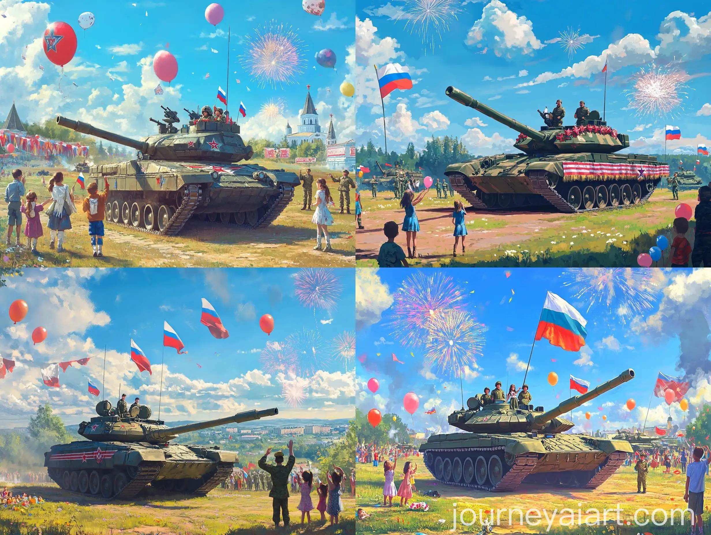 Tankers-Day-Celebration-Modern-Russian-Tank-in-Festive-Display
