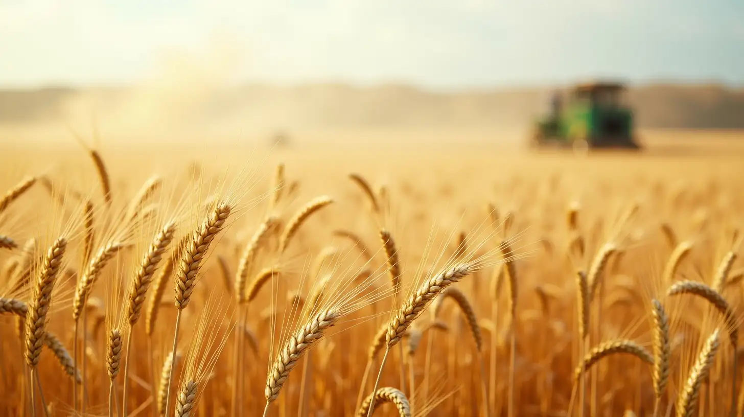 Harvesting Wheat in a Golden Field