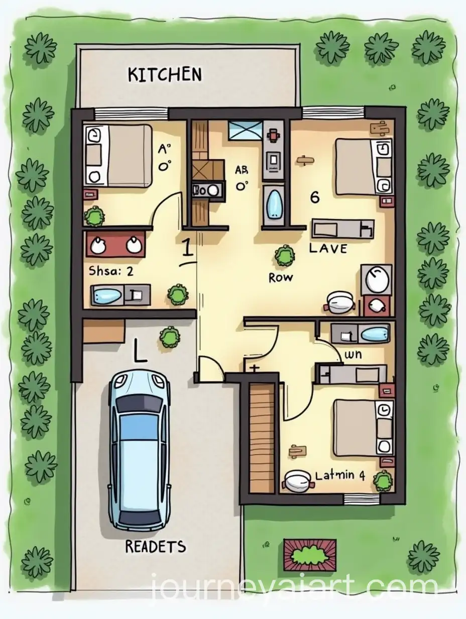 2D-Construction-Plan-for-a-60x40-Feet-House-with-Parking-Rooms-and-Terrace-Access