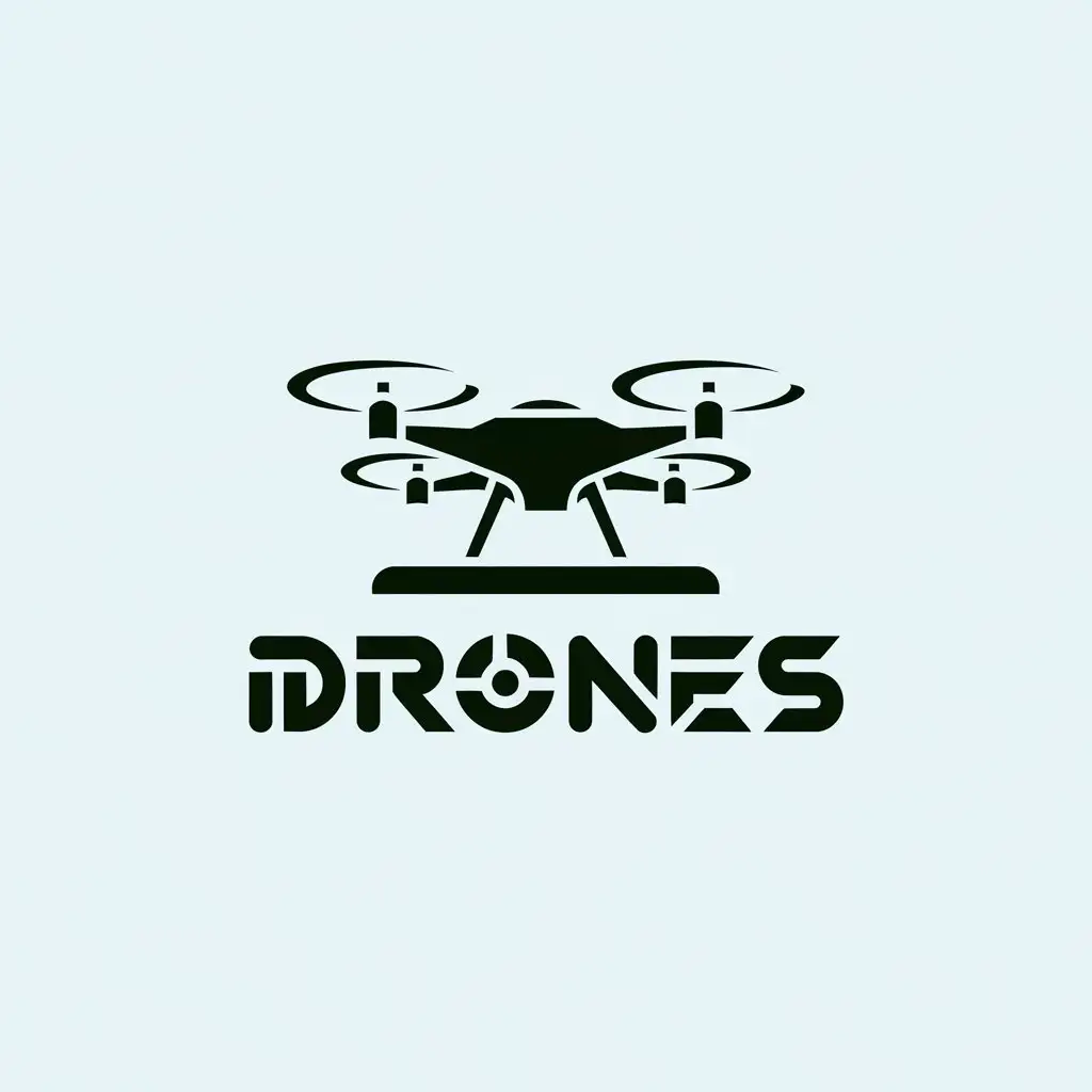 LOGO Design for Drones Futuristic Drone Symbol with Overlapping Text