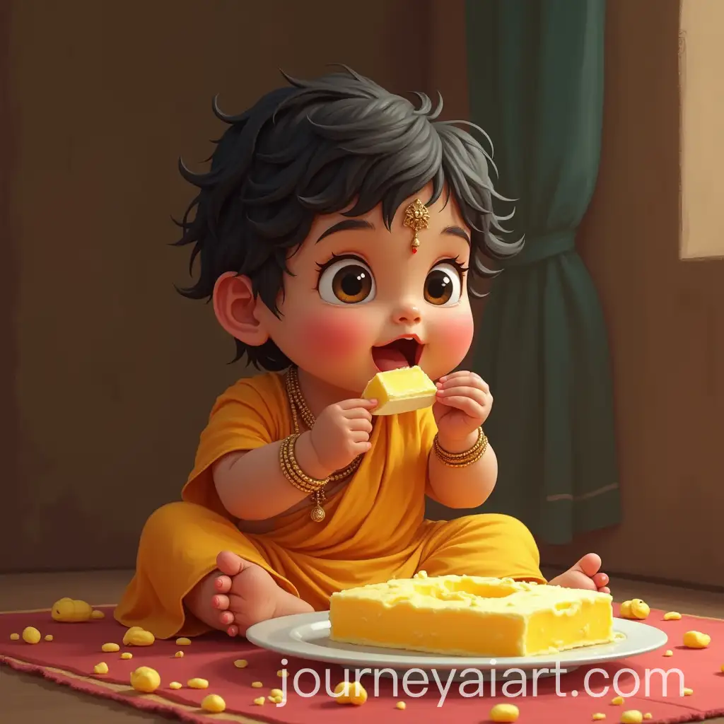 Baby-Sreekrishna-Playfully-Eating-Butter
