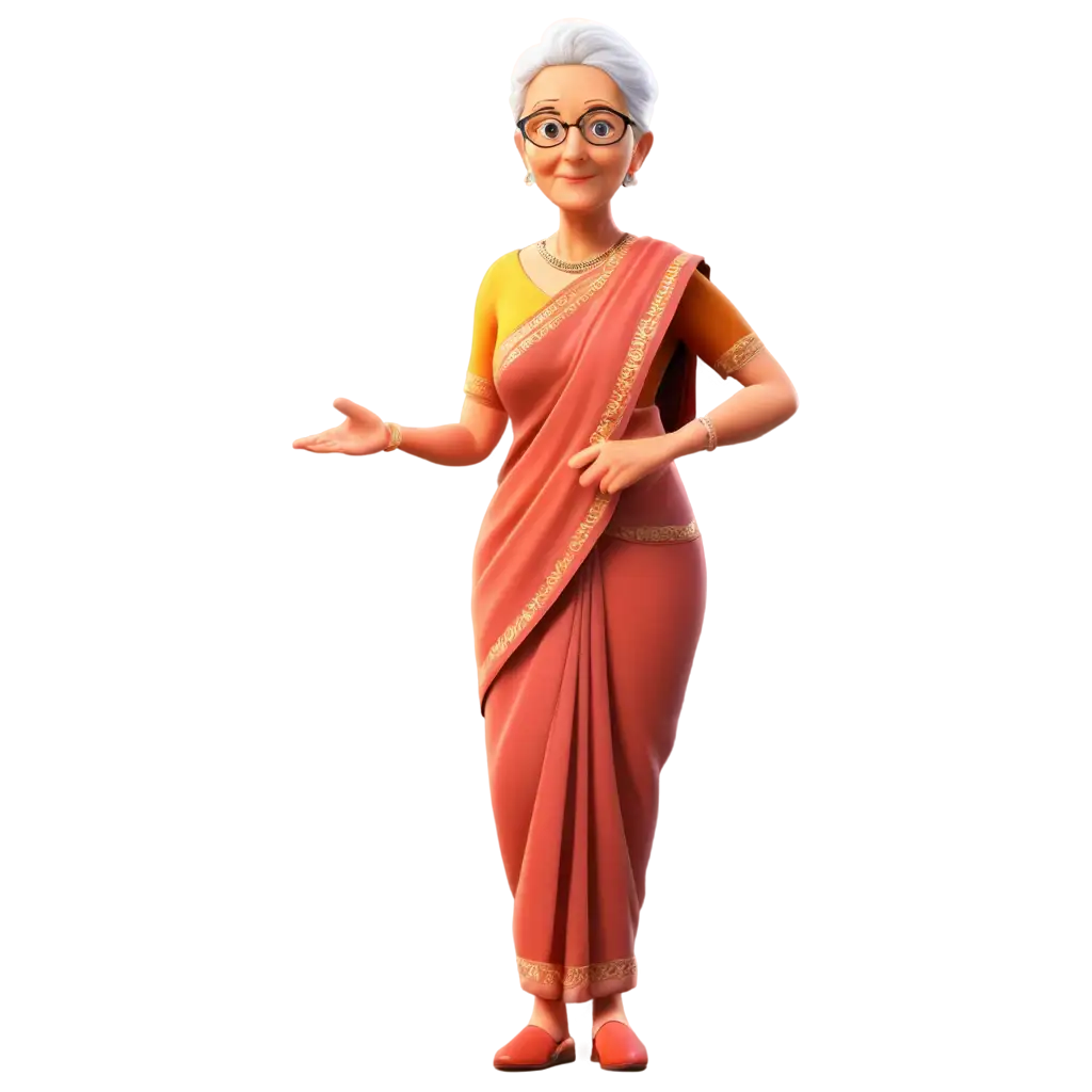 3D-Toon-Grandmother-Wearing-a-Saree-PNG-HighQuality-Transparent-Image-for-Creative-Projects