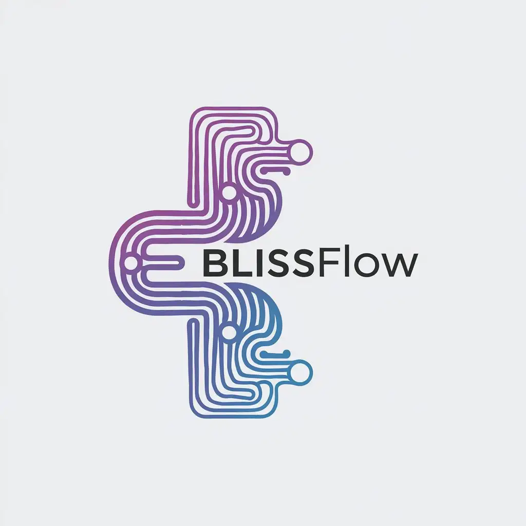 LOGO Design for BlissFlow Purple Blue Fade with Flow Element for Technology Industry