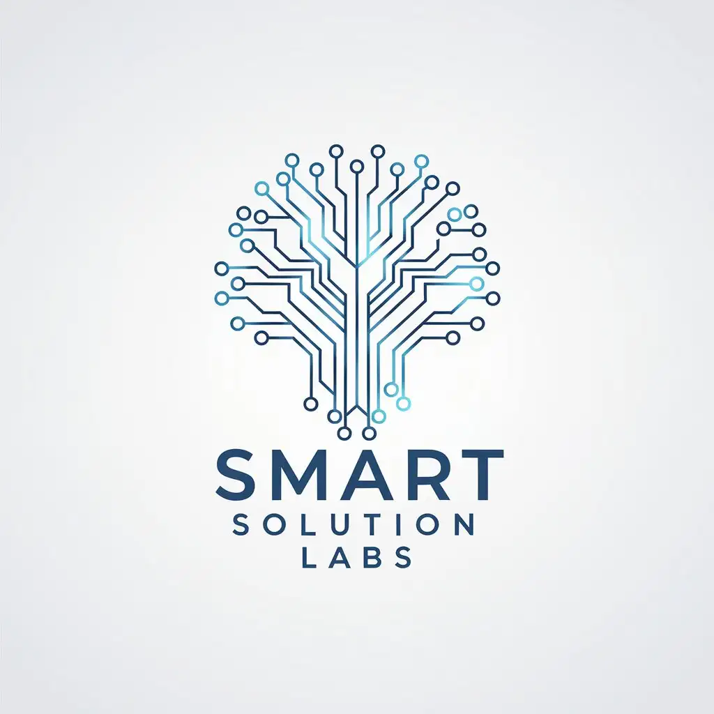 LOGO Design For Smart Solution Labs Vector Logo with Neural Networks and Shades of Blue