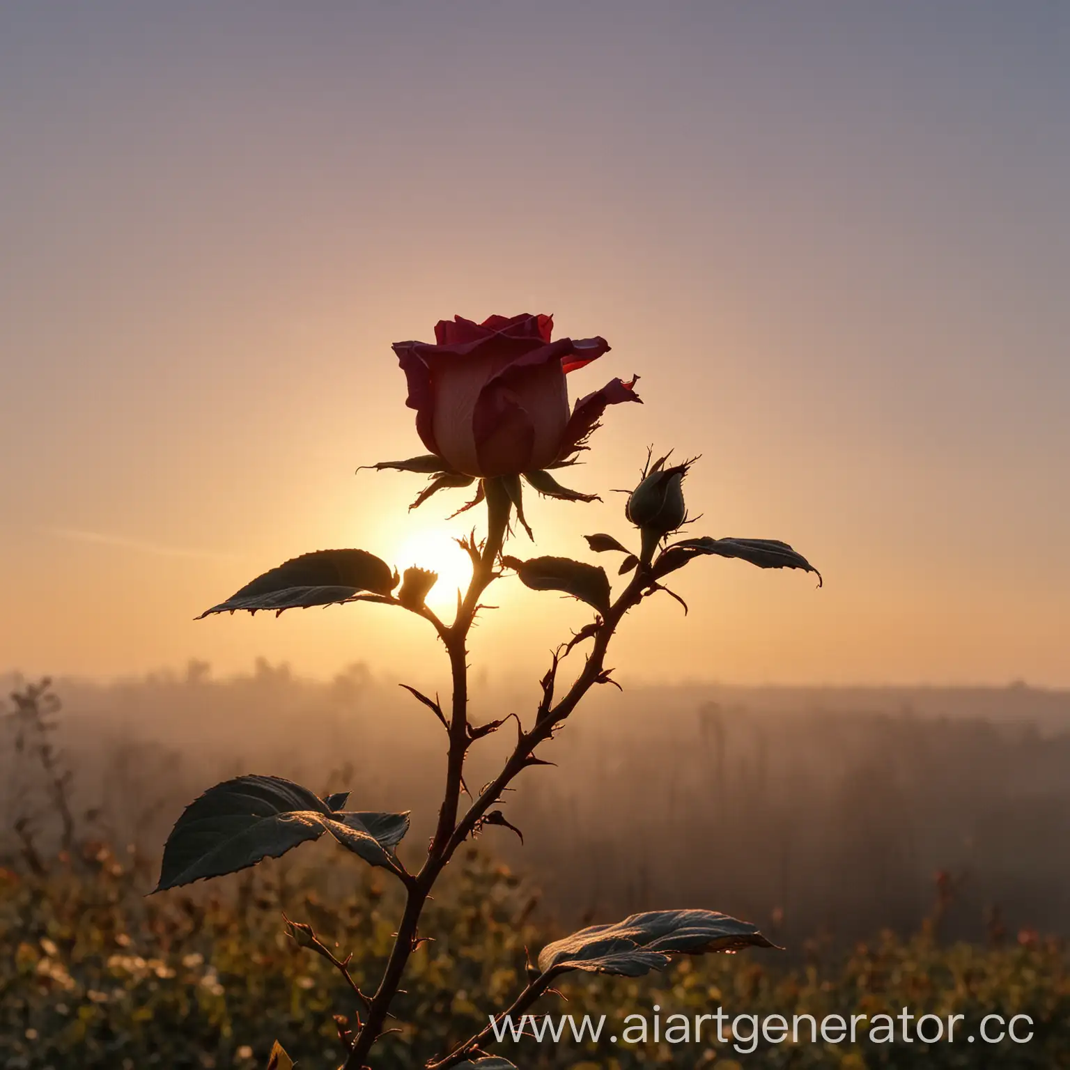 Rose-Branch-in-Golden-Sunrise-Light