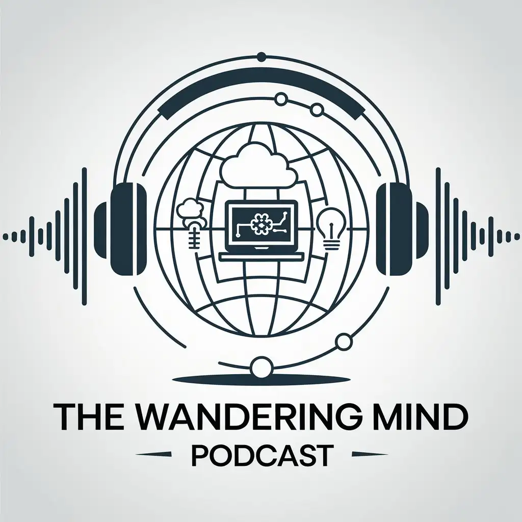 LOGO Design for The Wandering Mind Podcast Technological World with Vibrant Modern Colors for Technology Industry