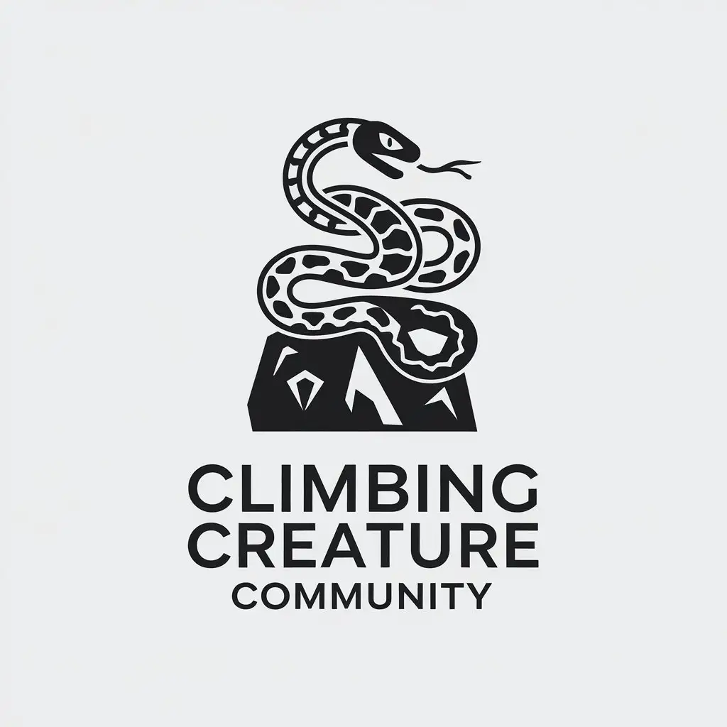 a vector logo design,with the text "climbing creature community", main symbol:snake,Minimalistic,be used in Animals Pets industry,clear background