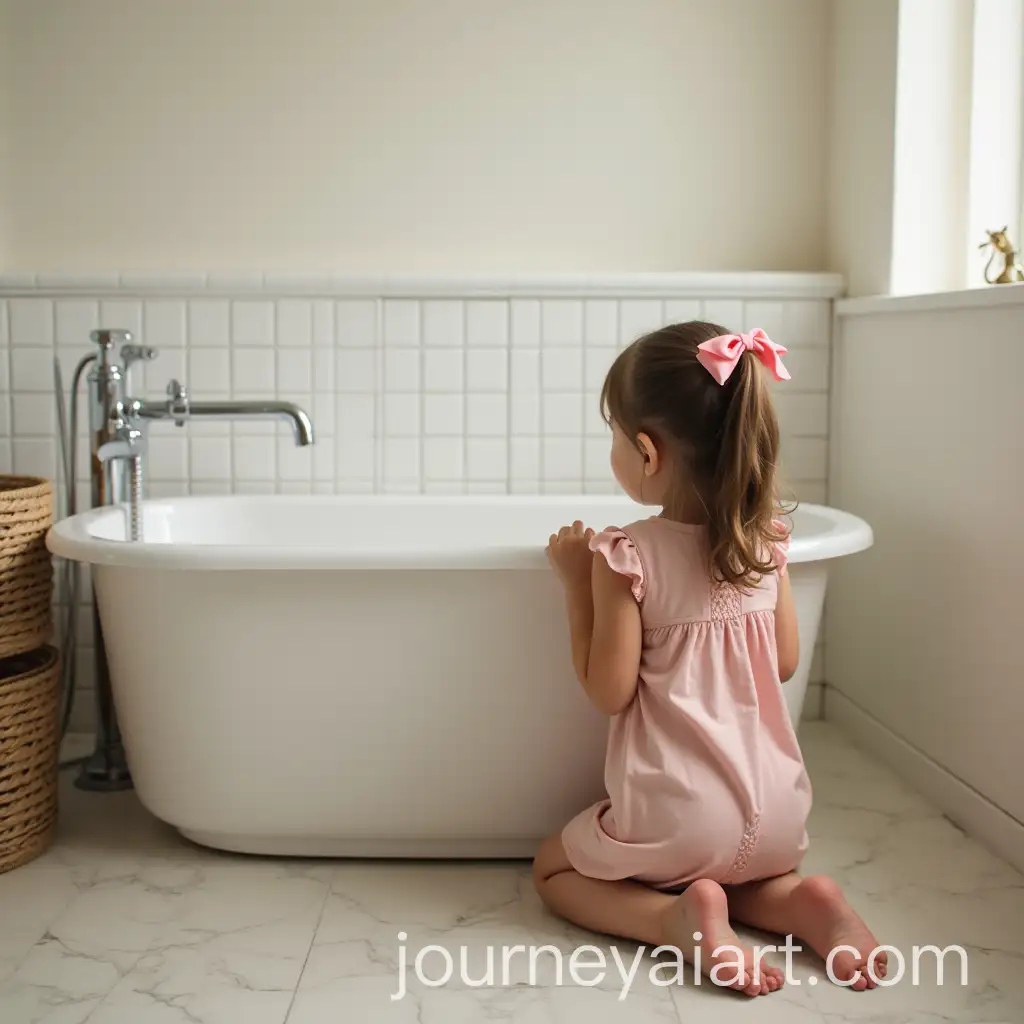 Adorable-Little-Girl-Playing-by-the-Bathtub