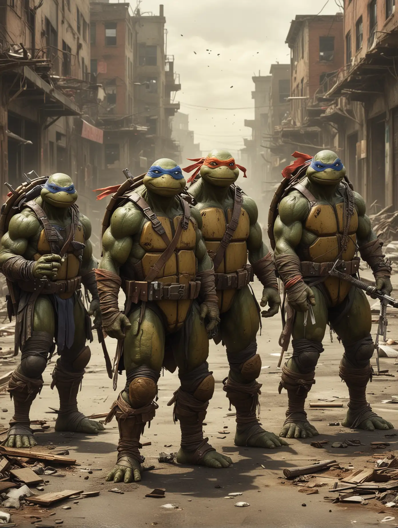 Ninja turtles in post-apocalyptic world