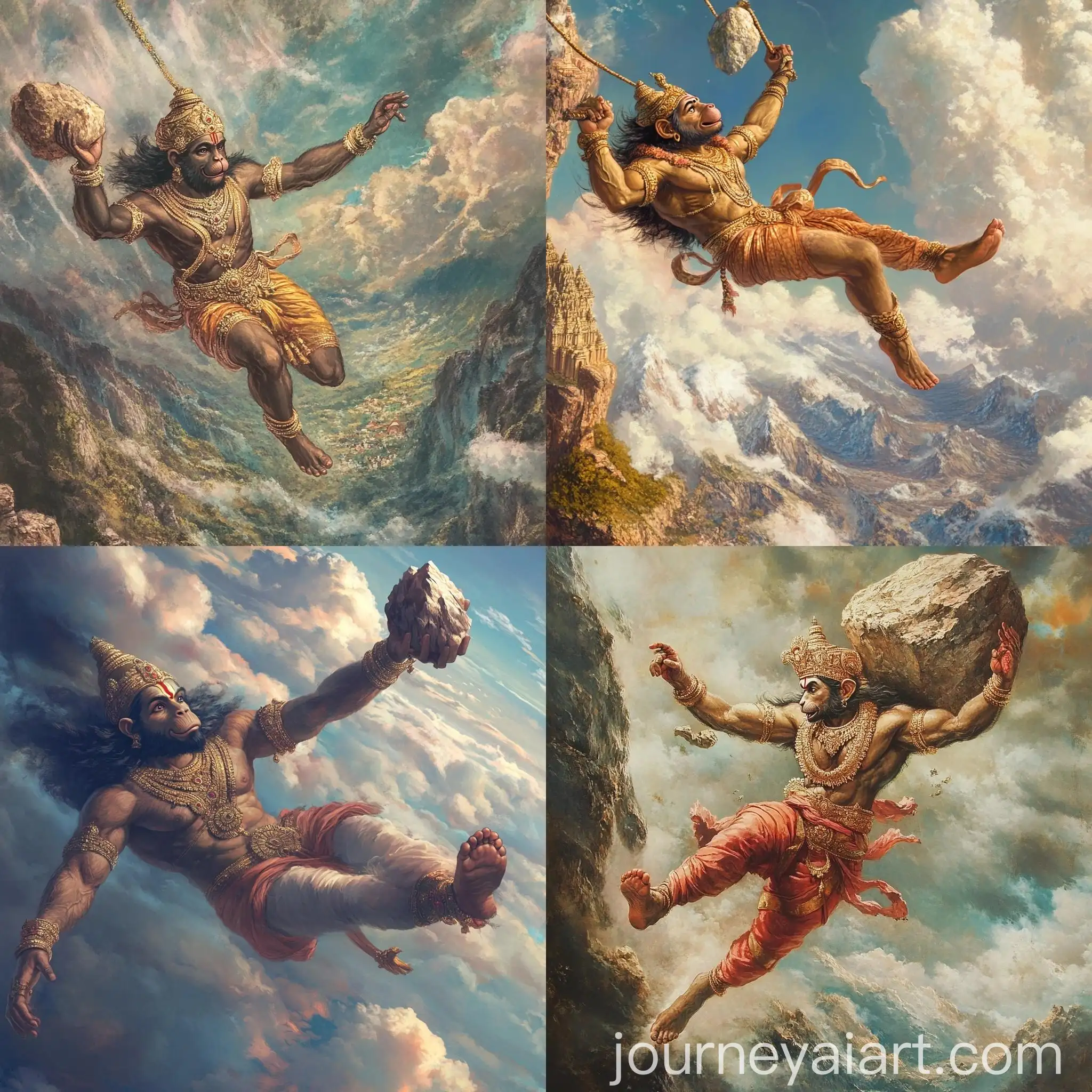 Lord-Hanuman-Flying-with-Mountain-towards-Lanka
