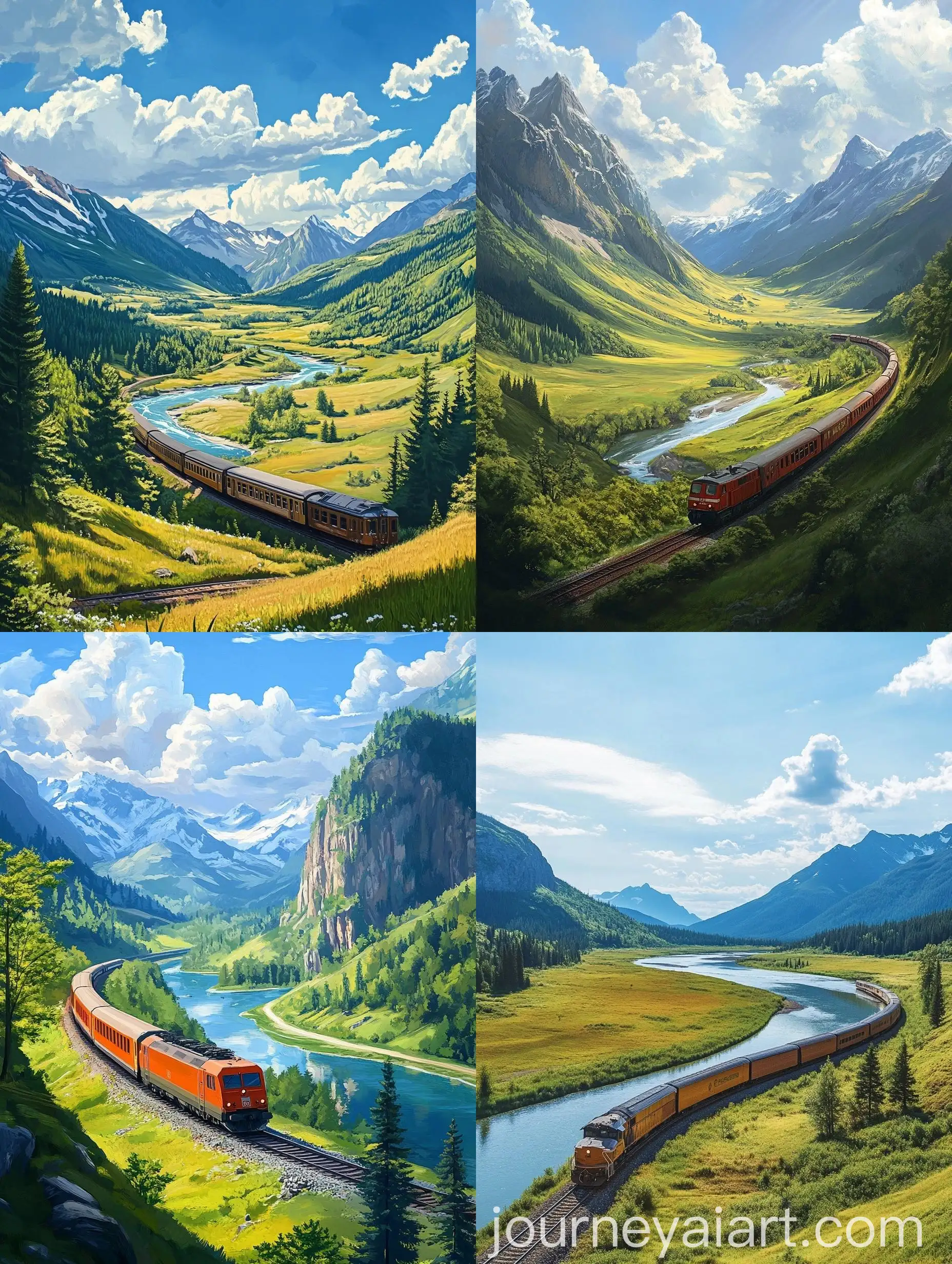 Scenic-Train-Journey-Through-Green-Valley-with-Mountains-and-River