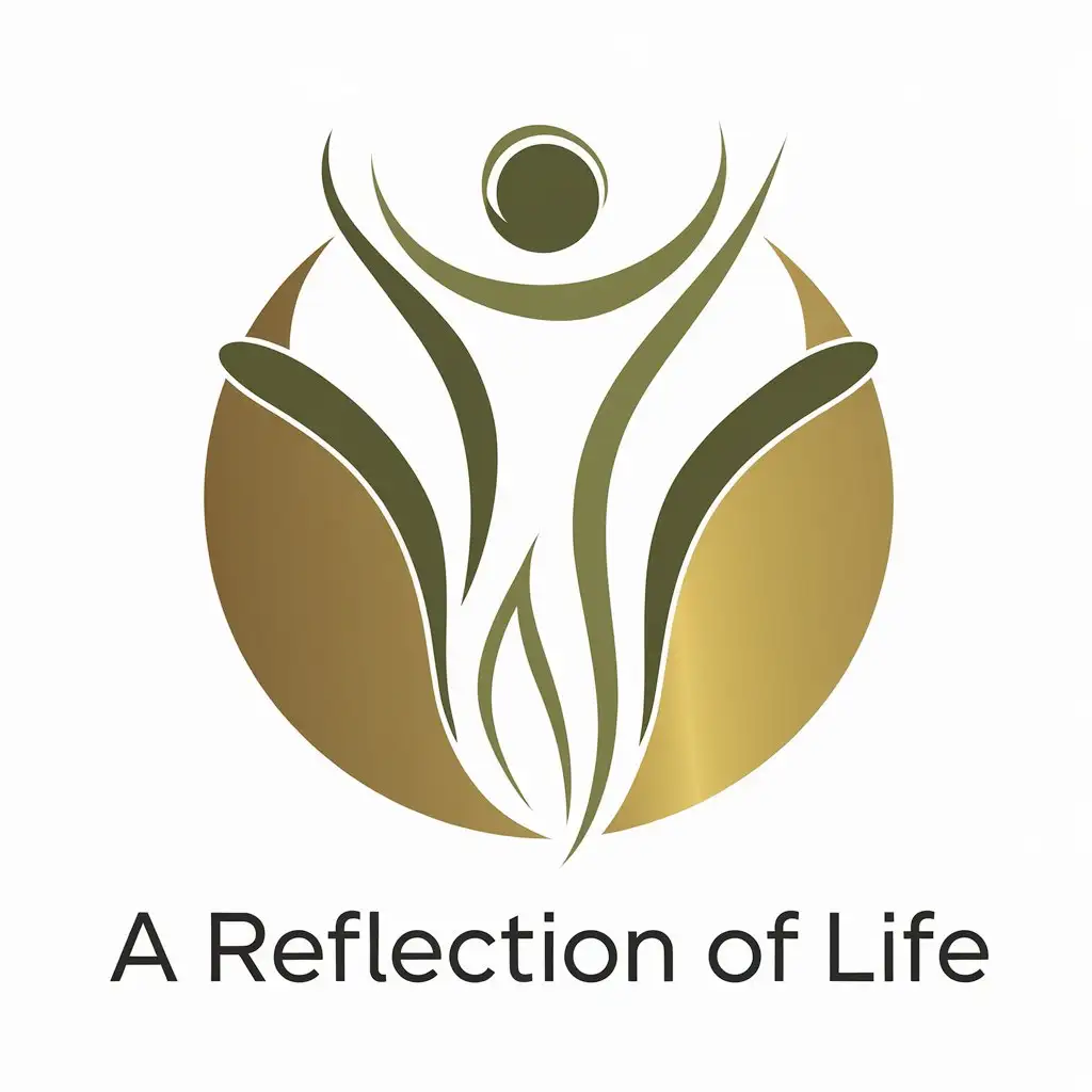 LOGO Design for A Reflection to Life Minimalist Symbol with Warm Colors of Beige Olive Green and Gold