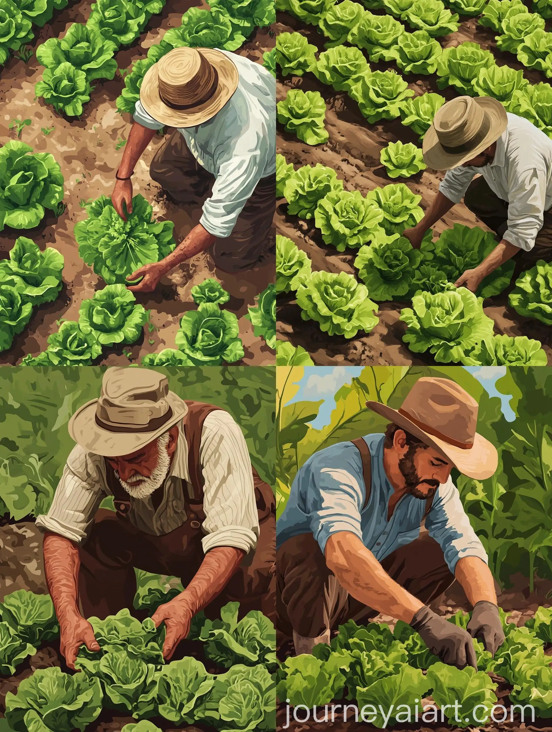 Farmer-Planting-Lettuces-in-2D-Illustration