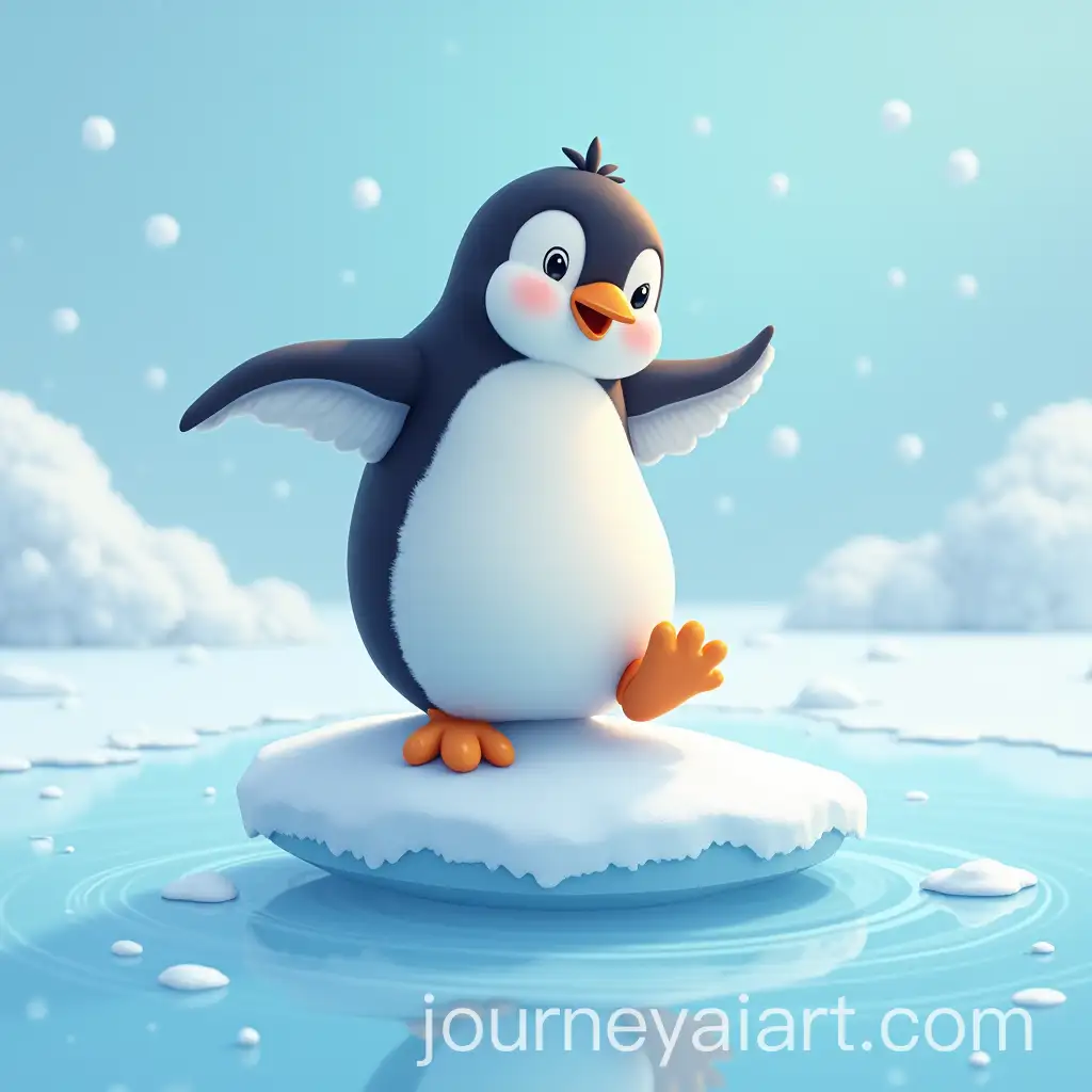 Adorable-Penguin-Playing-on-Ice-in-a-Winter-Wonderland