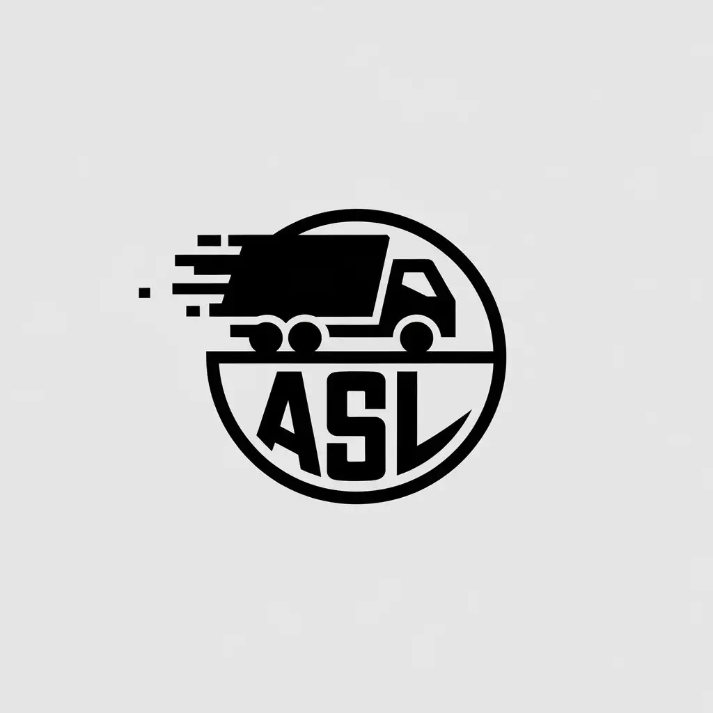 a vector logo design,with the text "ASL", main symbol:A vector logo design, with the text ‘ASL’ in a circular LOGO, with some colorful lines, main symbol: truck, for transportation industry, simple, atmospheric, clear background,Minimalistic,be used in transport industry,clear background