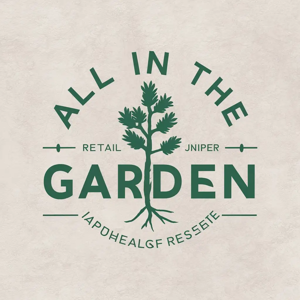 a vector logo design,with the text "All in the garden", main symbol:Juniper,Moderate,be used in Retail industry,clear background