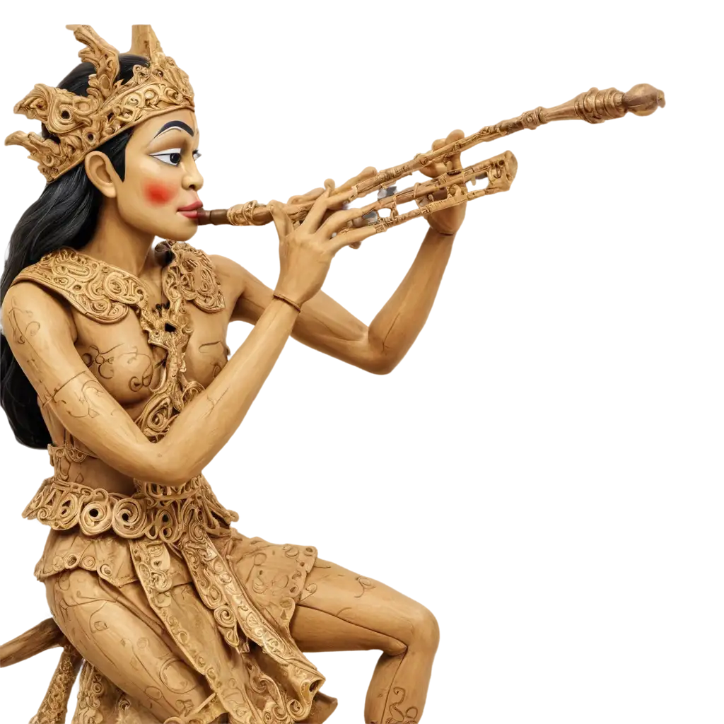 Wayang-Kulit-Playing-Flute-PNG-Image-Traditional-Art-in-Digital-Format-for-HighQuality-Use