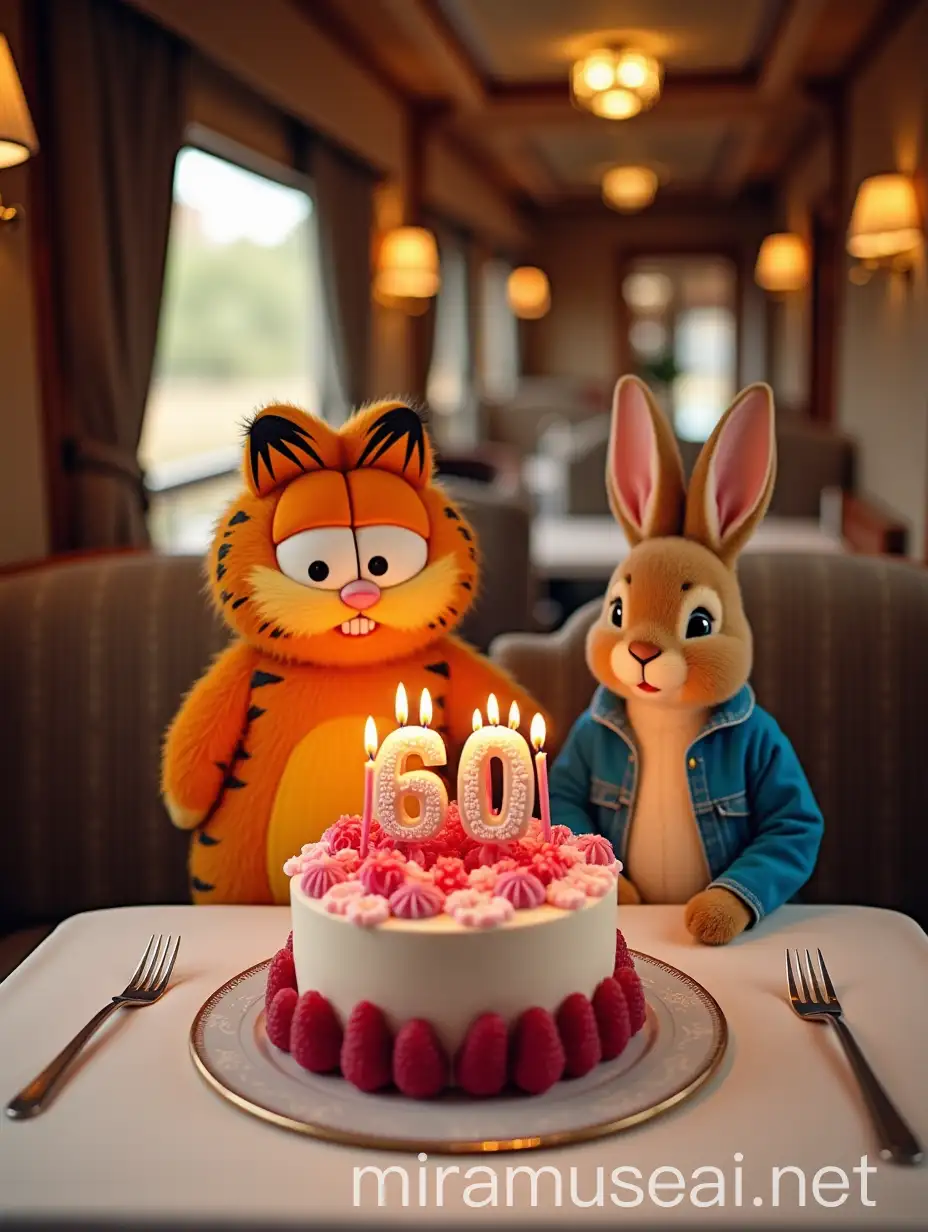 Luxurious Birthday Celebration with Garfield and Peter Rabbit on a Train Carriage