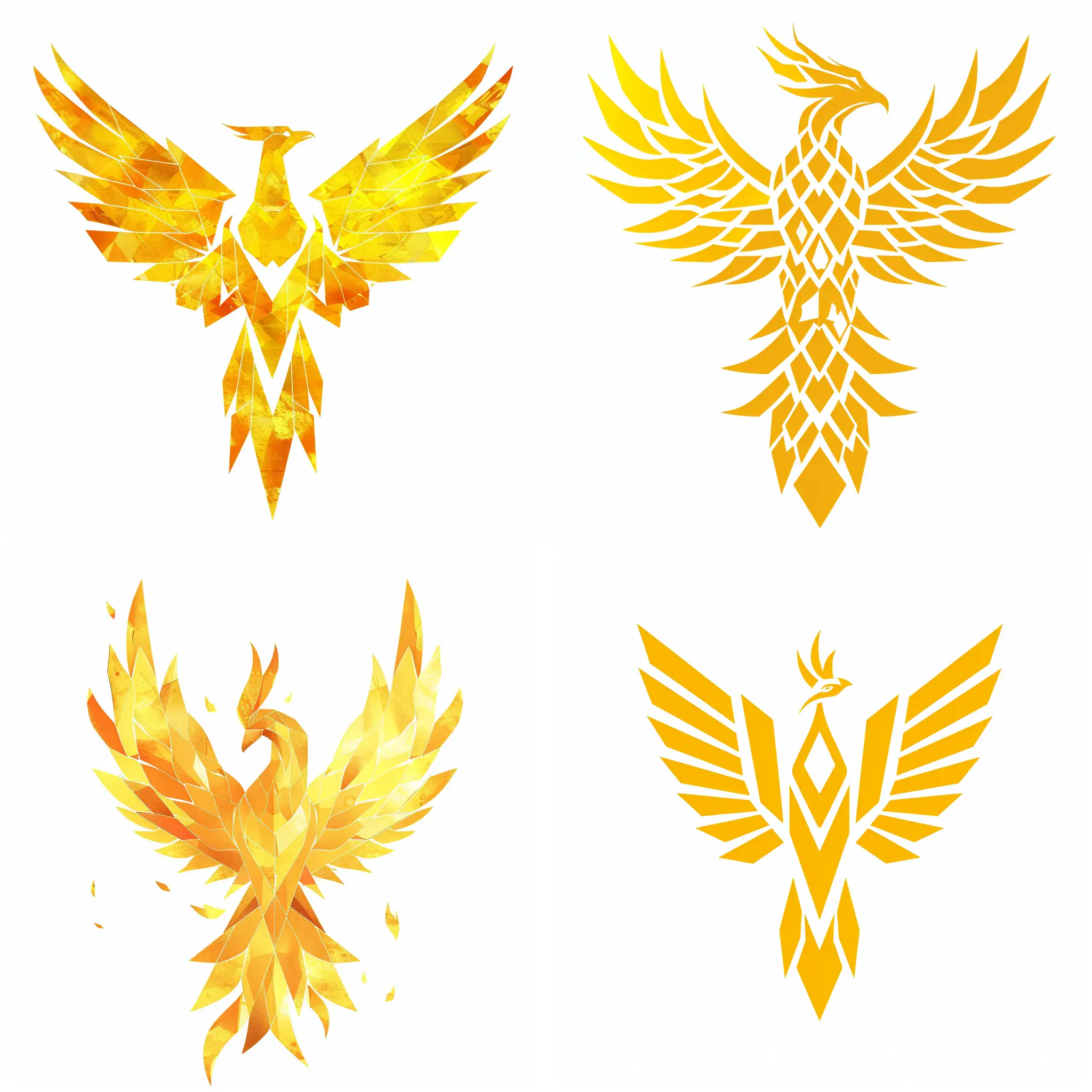 Golden-Yellow-Geometric-Phoenix-on-White-Background