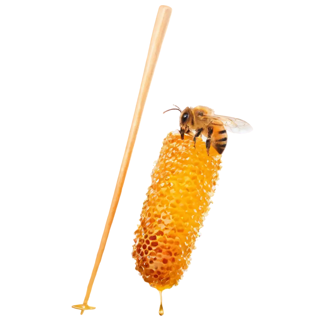 Honey collector on a transparent background with drops of honey