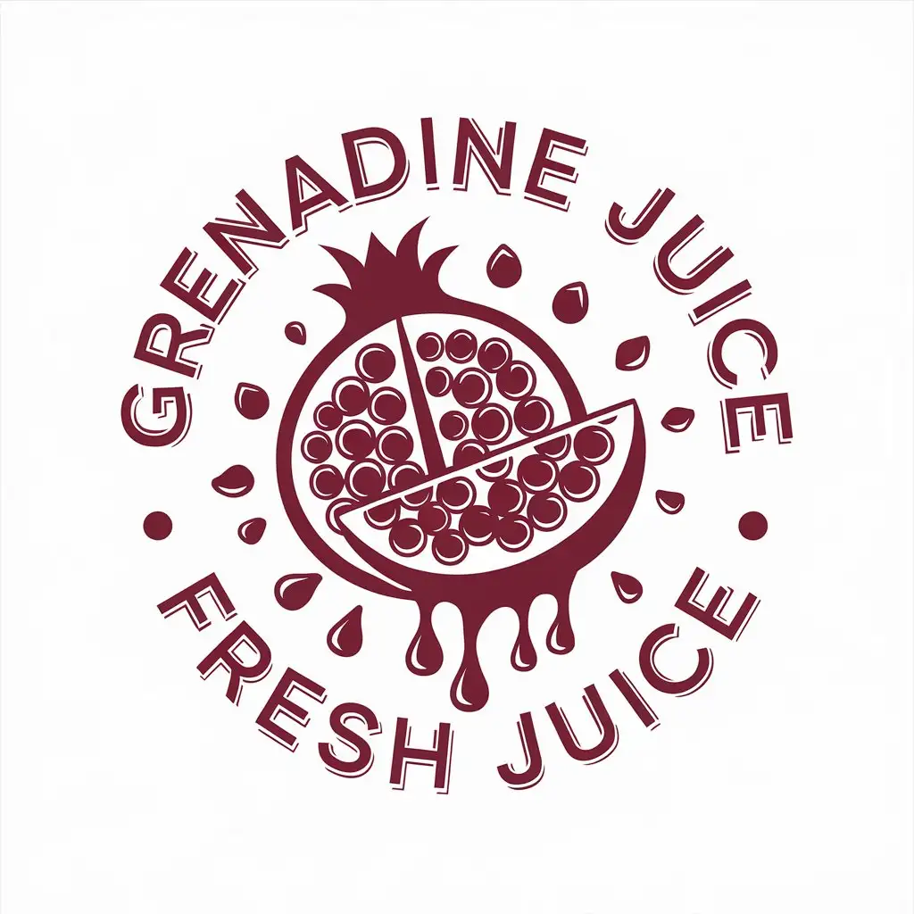 LOGO-Design-For-Grenadine-Juice-Fresh-Juice-with-Pomegranate-Symbol-on-Clear-Background