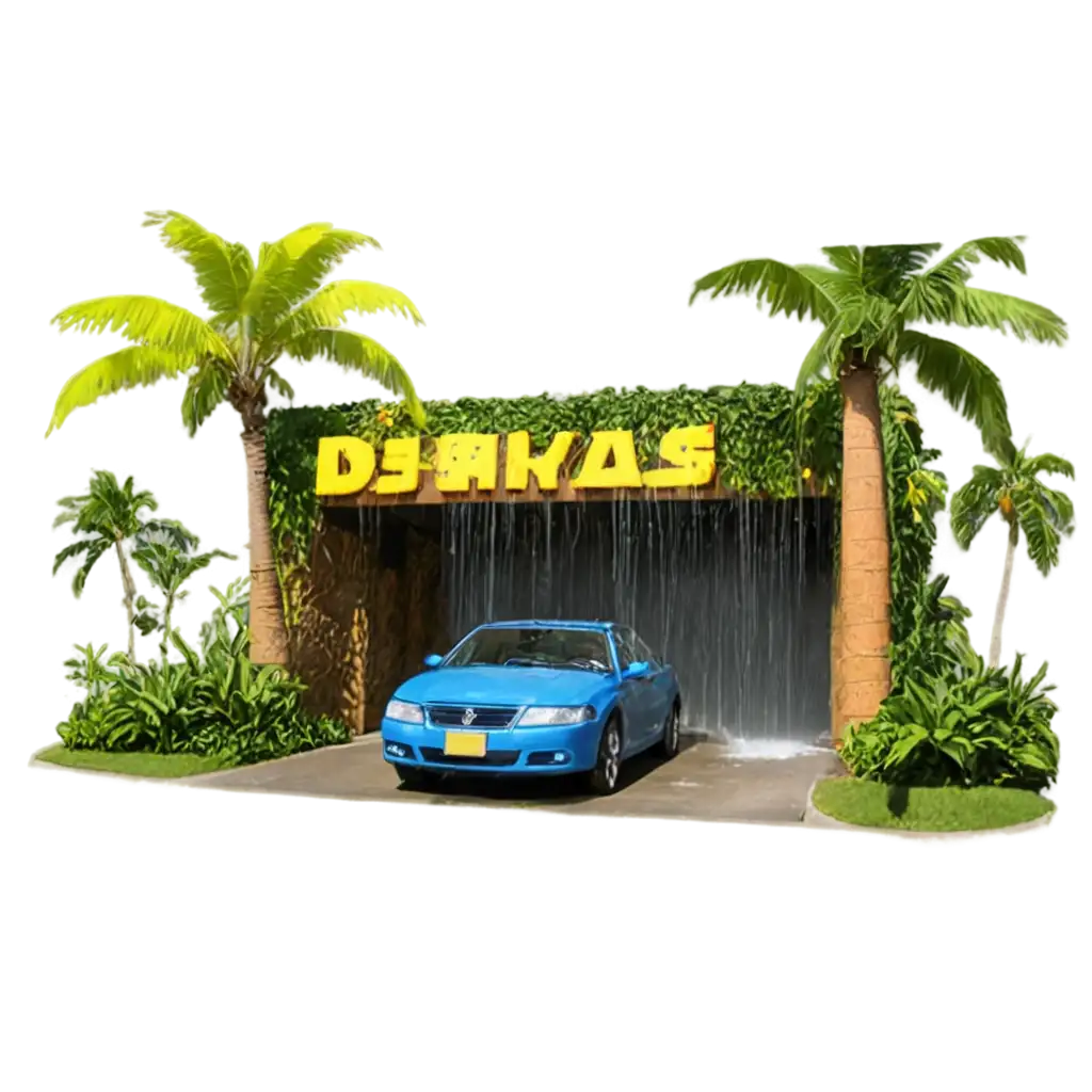 A fun car wash in the tropics with tropical feel