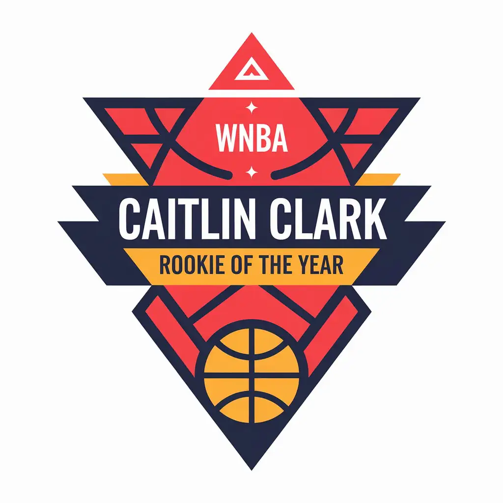 Abstract Geometric WNBA Insignia Design with Caitlin Clark Rookie of the Year Theme