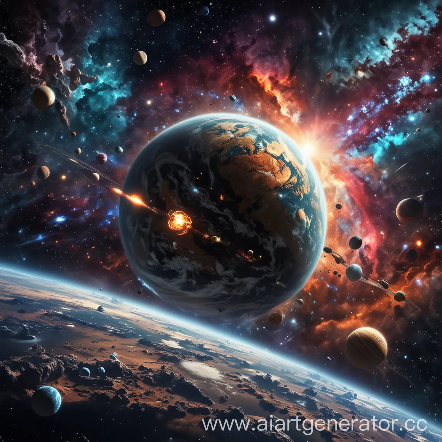 Futuristic-Universe-with-Colorful-Planets-and-Cosmic-Structures