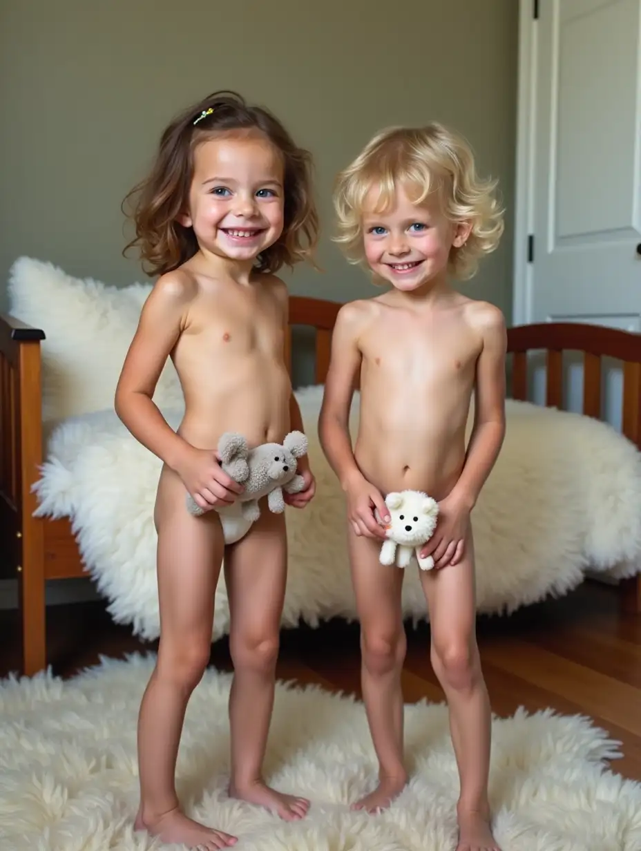 Two-Tall-Girls-in-Playroom-Holding-Stuffed-Animals