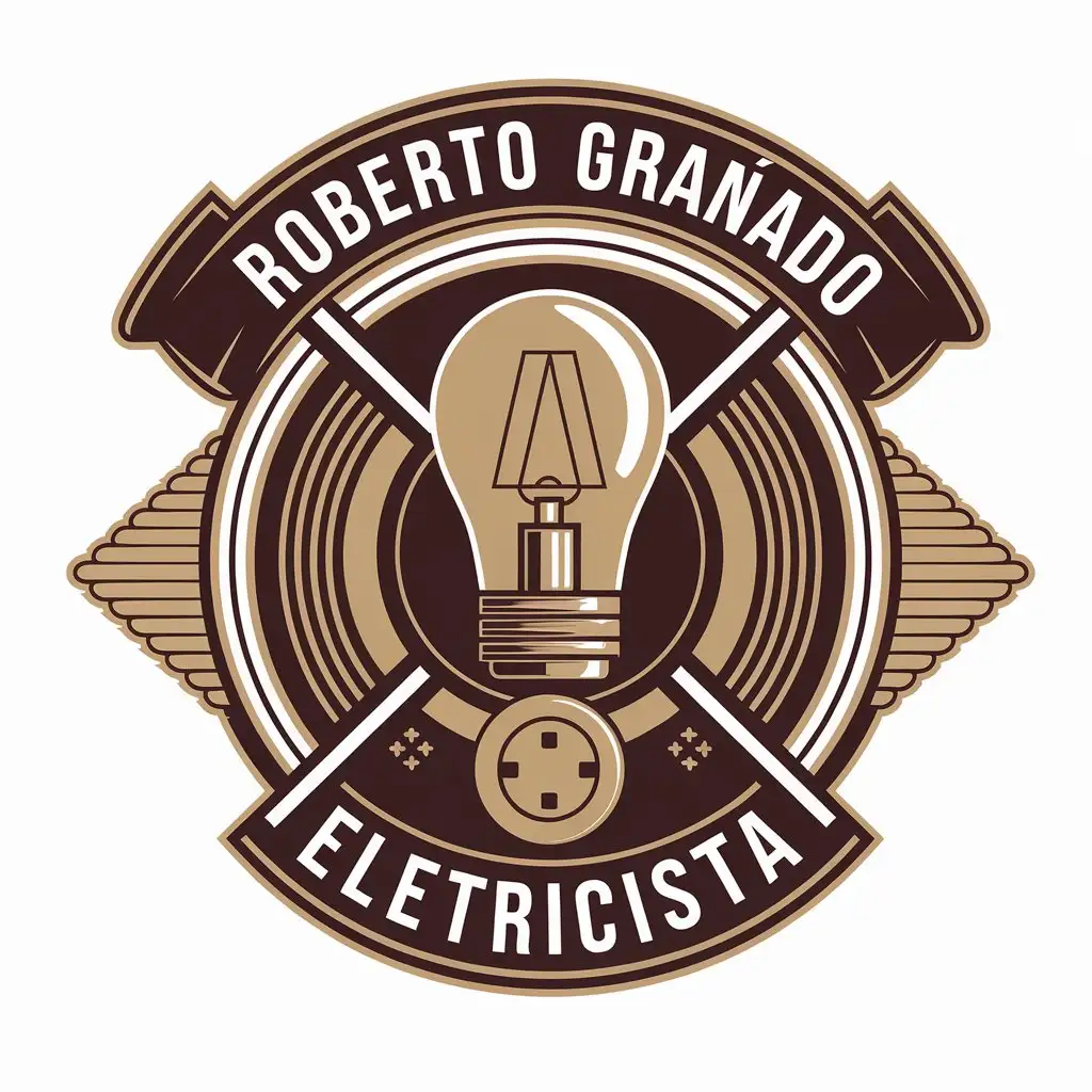 LOGO Design for Roberto Granado Electricista Lamp Socket Symbol for the Travel Industry