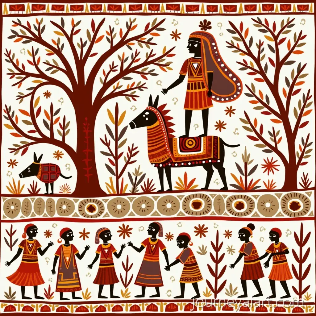 Village-TraditionVillage-tradition-wallpaper-Illustrated-in-Warli-Art-Style-for-Phone-Wallpaper