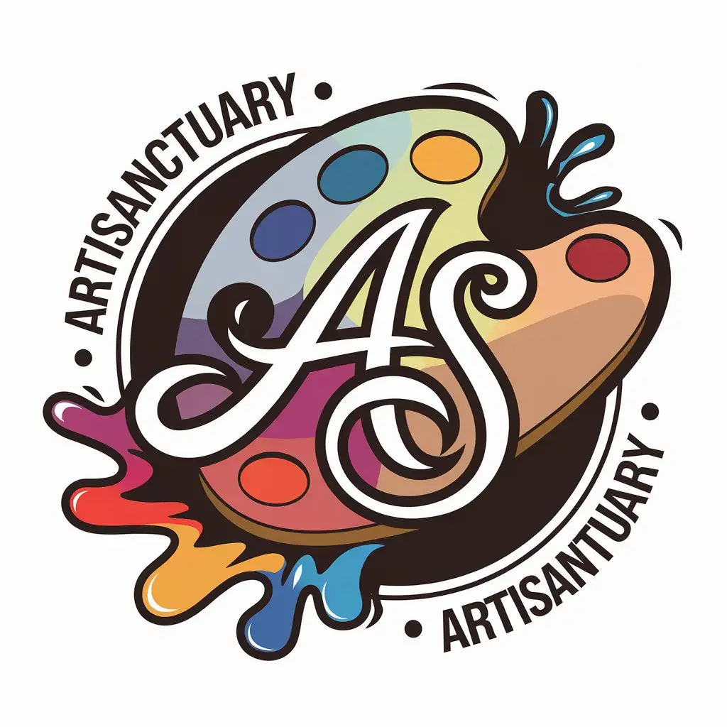 LOGO Design For ArtiSanctuary Elegant AS Text Shaped as Color Palette