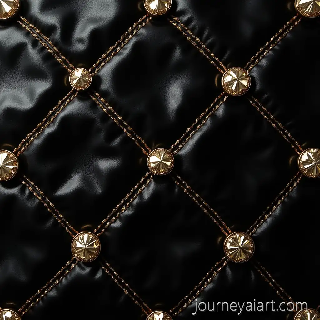 Luxury-Black-Leather-Fabric-with-Gold-Embroidery-and-Crystal-Pearl-Accents