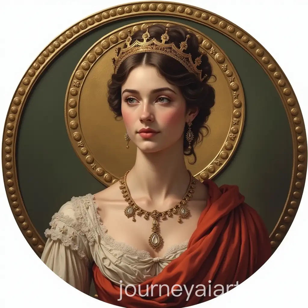 Hyper-Realistic-Round-Badge-of-Eudocia-Greek-Philosopher-and-Empress