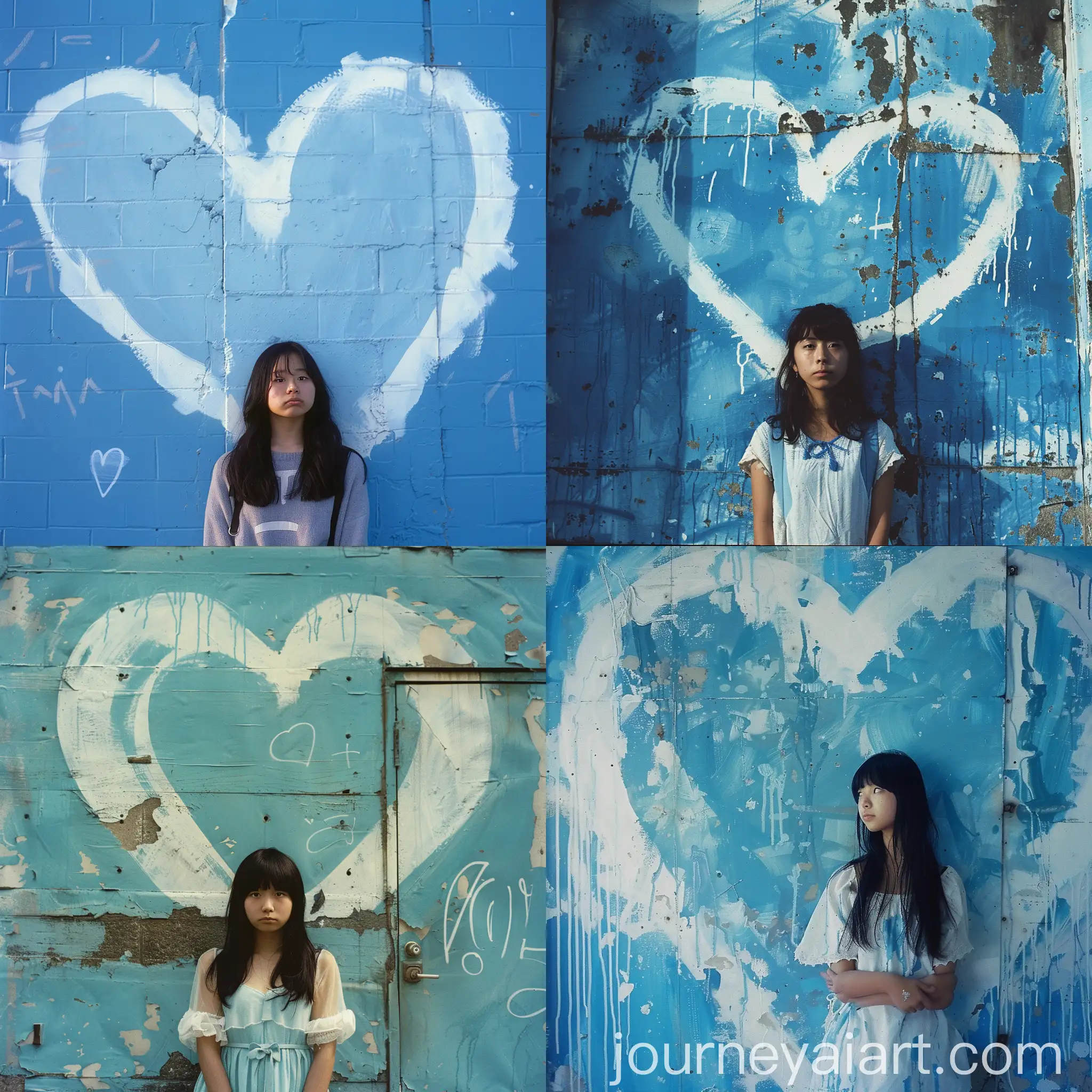 Asian-Girl-in-Front-of-Heart-Painted-on-Walls-Emotionally-Charged-Outdoor-Art