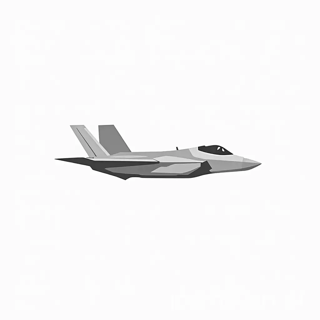 Minimalist-Black-and-White-F35-Fighter-Jet-Vector-Illustration