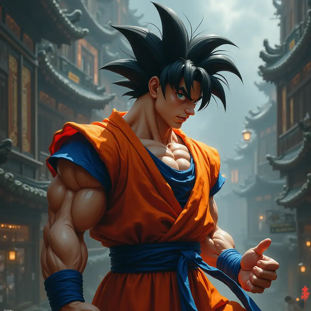 jelmer siekmans, diffuse lighting, fantasy, intricate elegant highly detailed lifelike photorealistic digital painting, goku