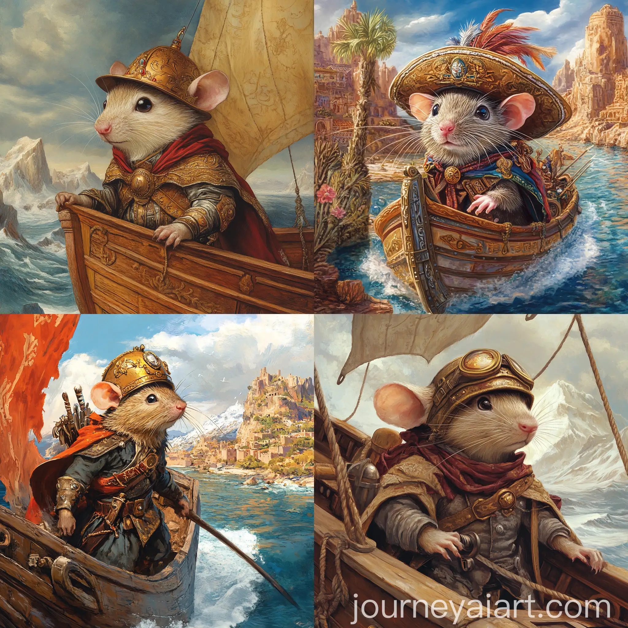 Spanish-Rat-Explorer-on-Boat-Arriving-at-Diverse-Continent