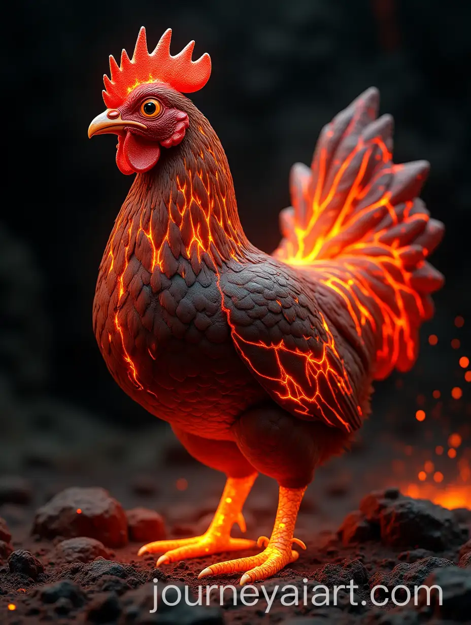 Vibrant-LavaHen-Hybrid-in-a-Volcanic-Landscape