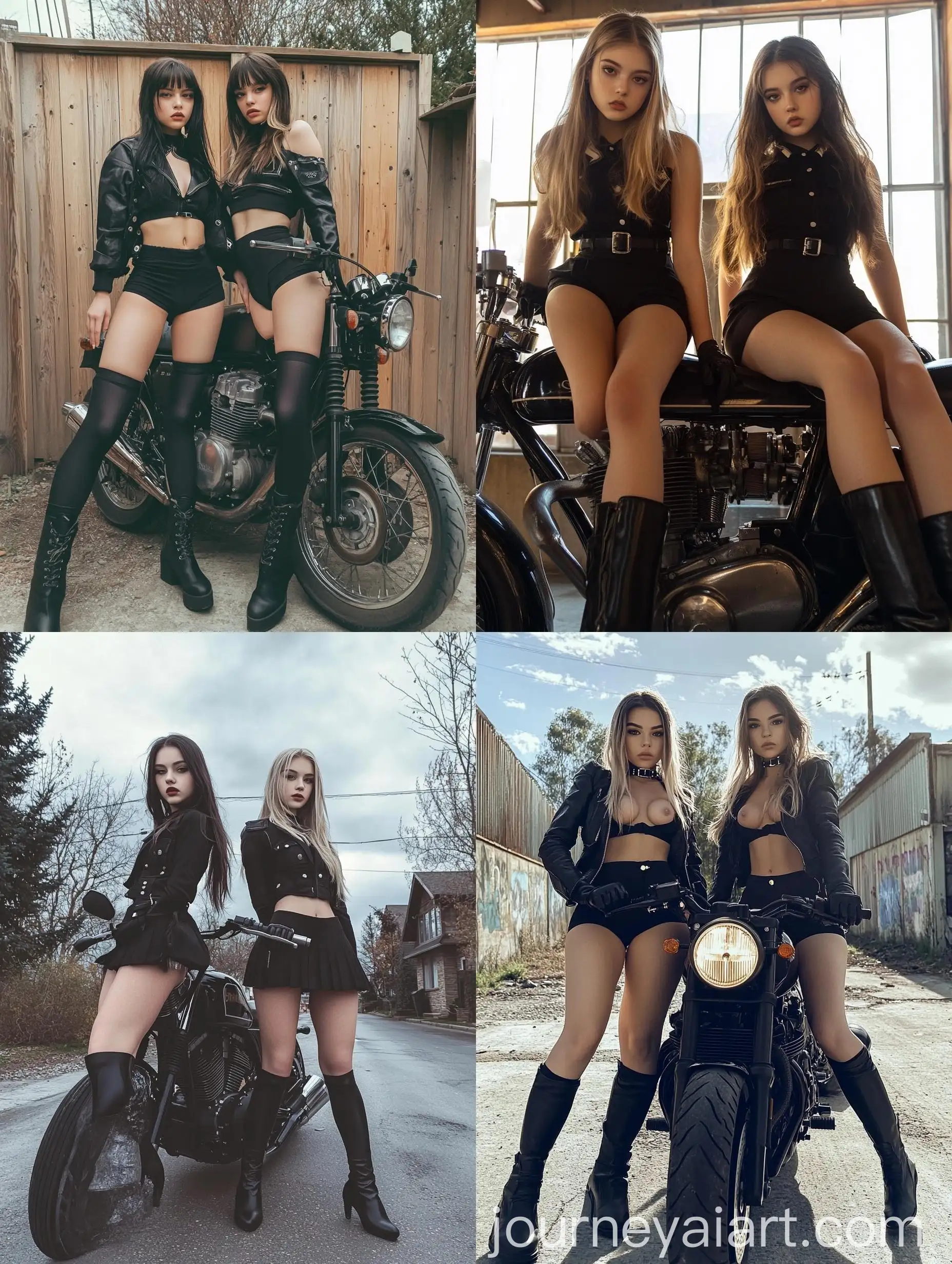 Two-Women-Riding-Motorcycle-in-Black-School-Uniforms