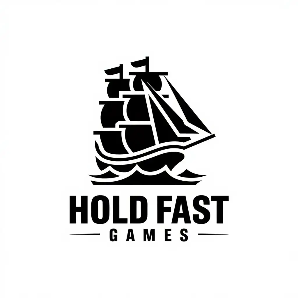 LOGO Design for Hold Fast Games FullRigged Sail Ship with Vector Art and Clear Background