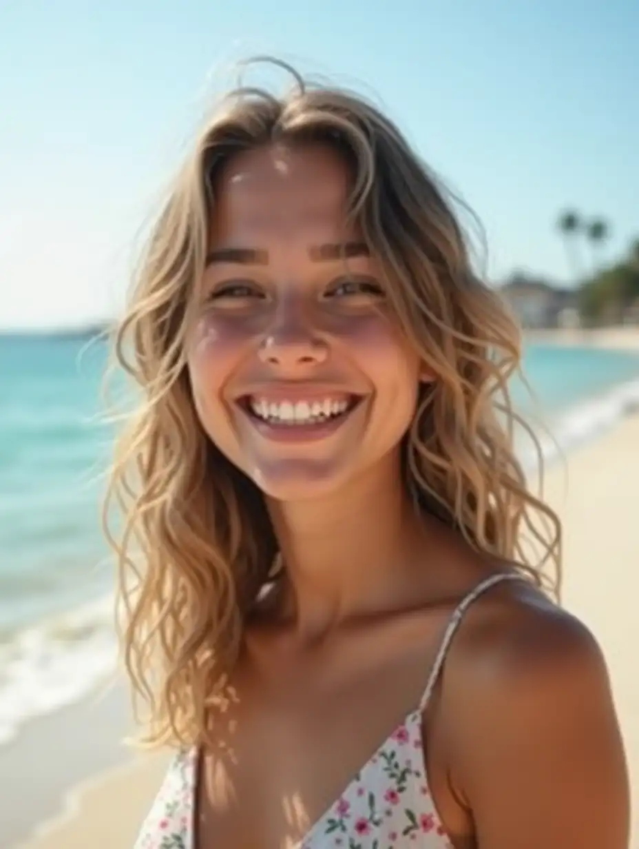 Cheerful-18YearOld-American-Woman-Smiling-on-the-Beach