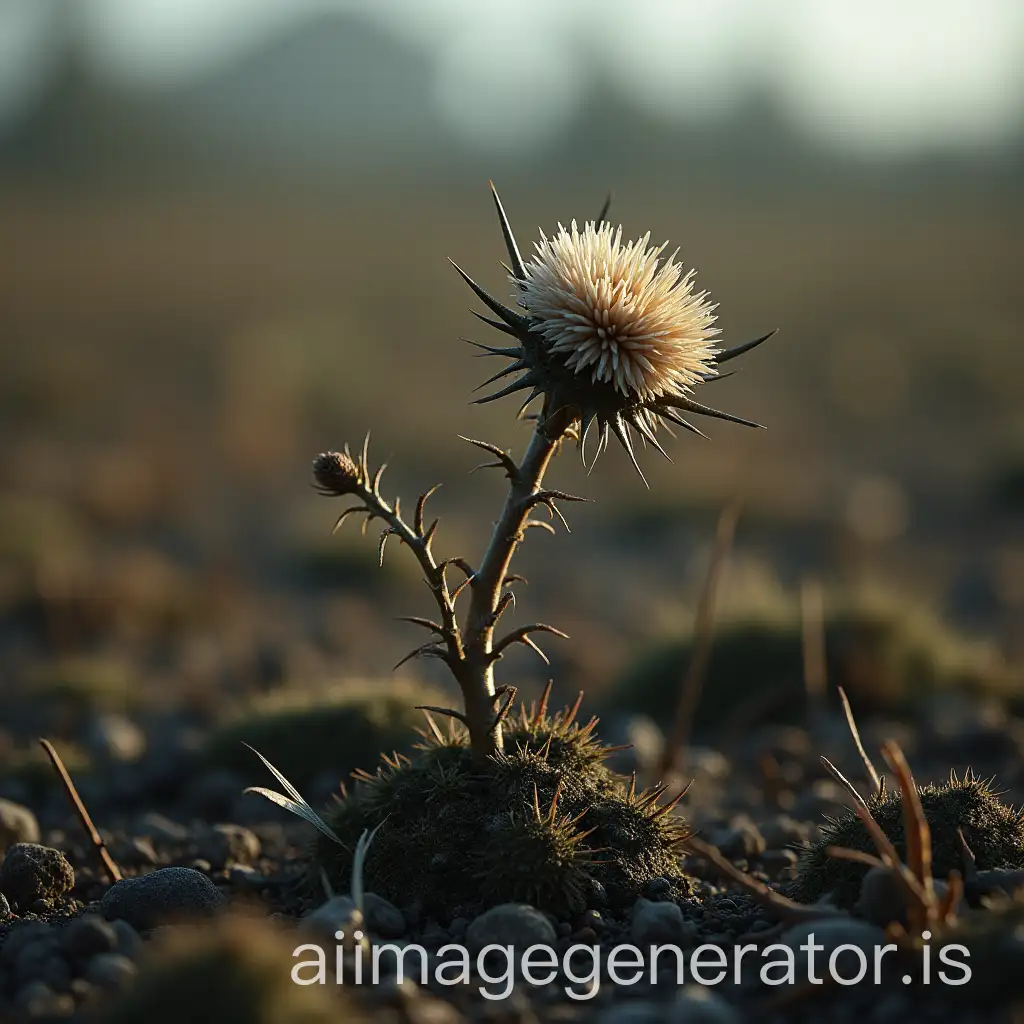 Lonely-Wilted-Plant-Among-Thorny-Undergrowth