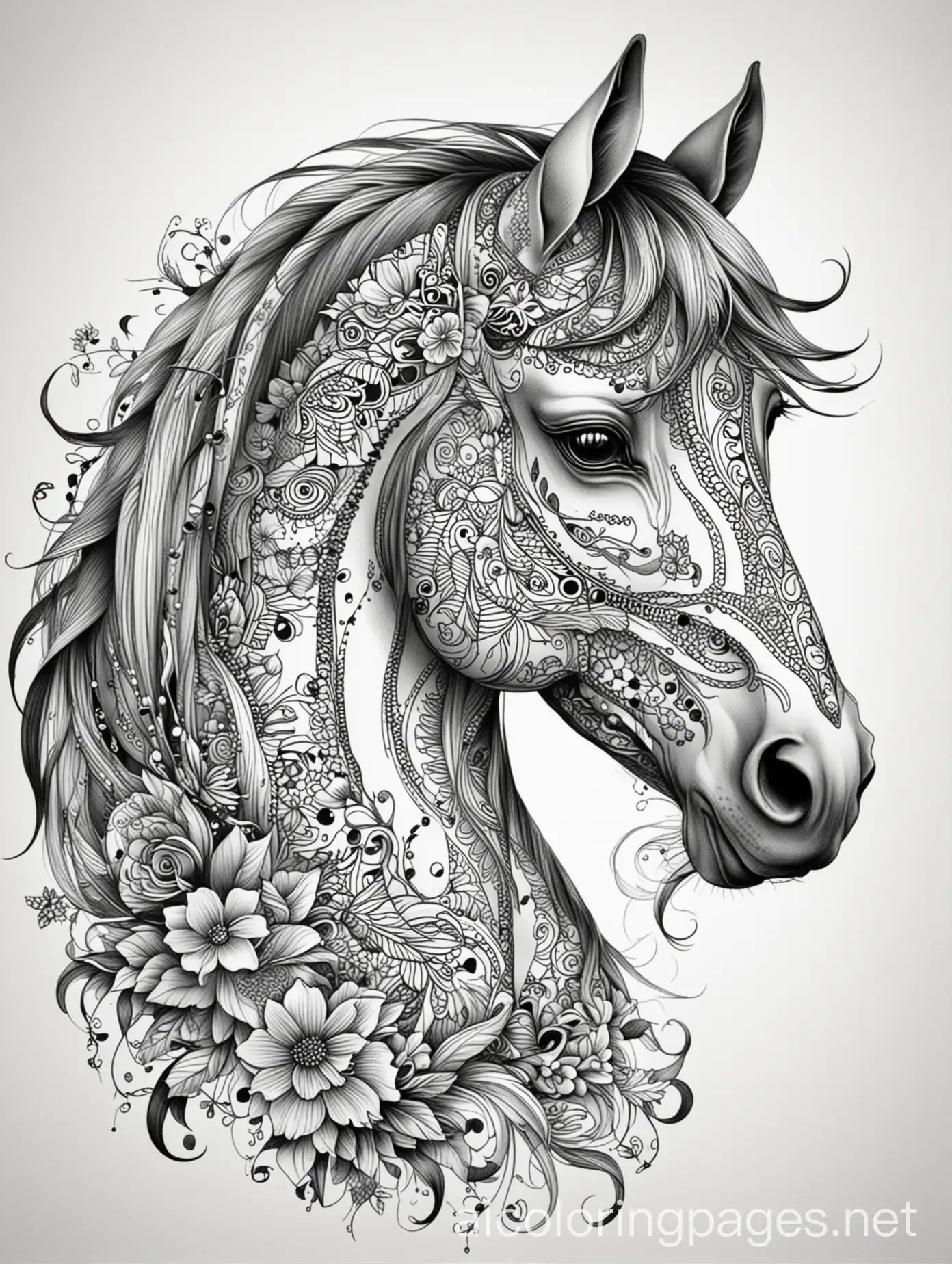 Intricate-Floral-Horse-Tattoo-Design