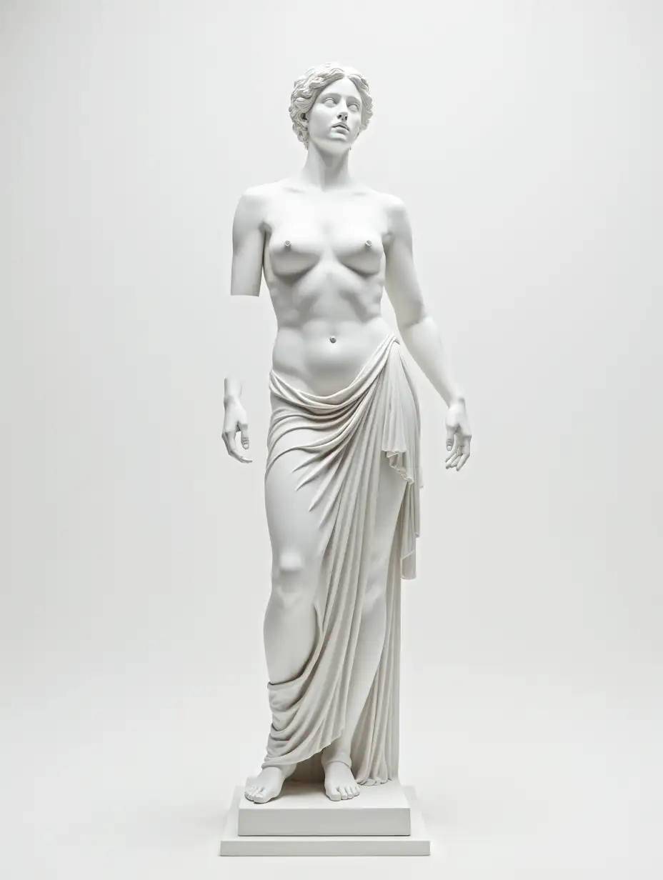 Broken Statue of Greek Goddess Athena in White Light