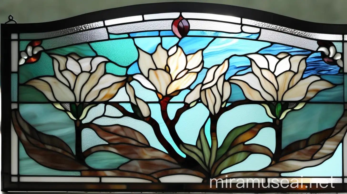 Elegant Tiffany Style Stained Glass Magnolia Windows