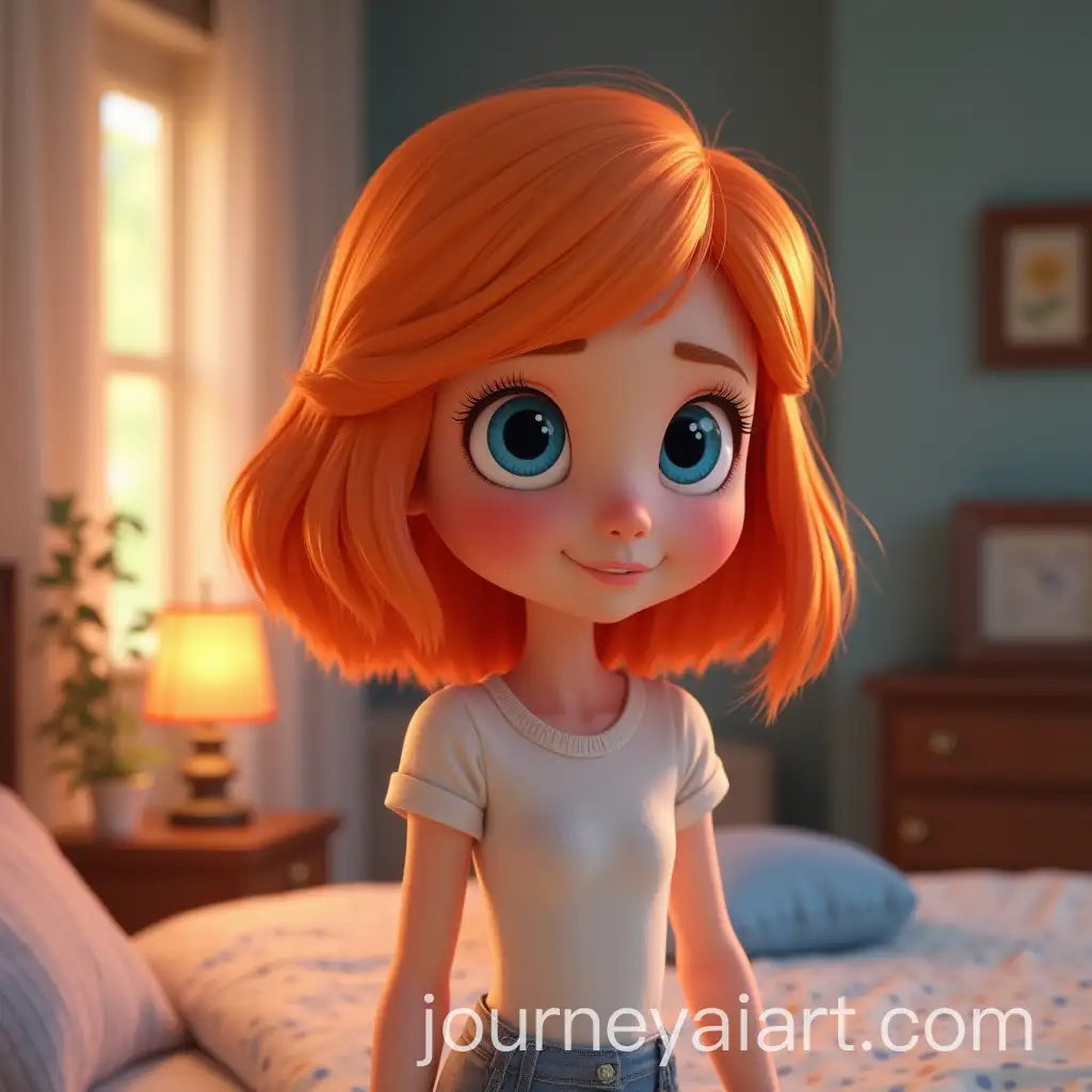 Girl-with-Orange-Hair-and-Blue-Eyes-in-a-DisneyInspired-3D-Bedroom-Animation