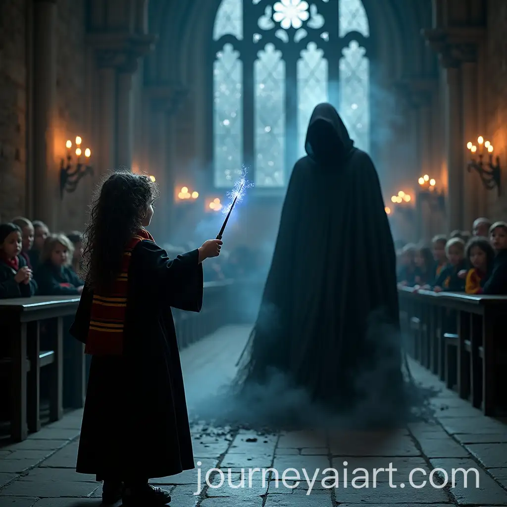 Young-Girl-Dueling-a-Dementor-in-the-Great-Hall-of-Hogwarts